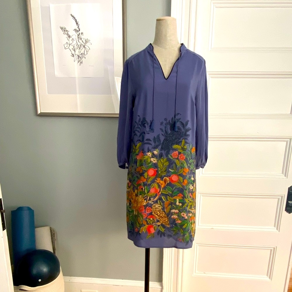 MOULINETTE SOEURS silk woodland fauna dress